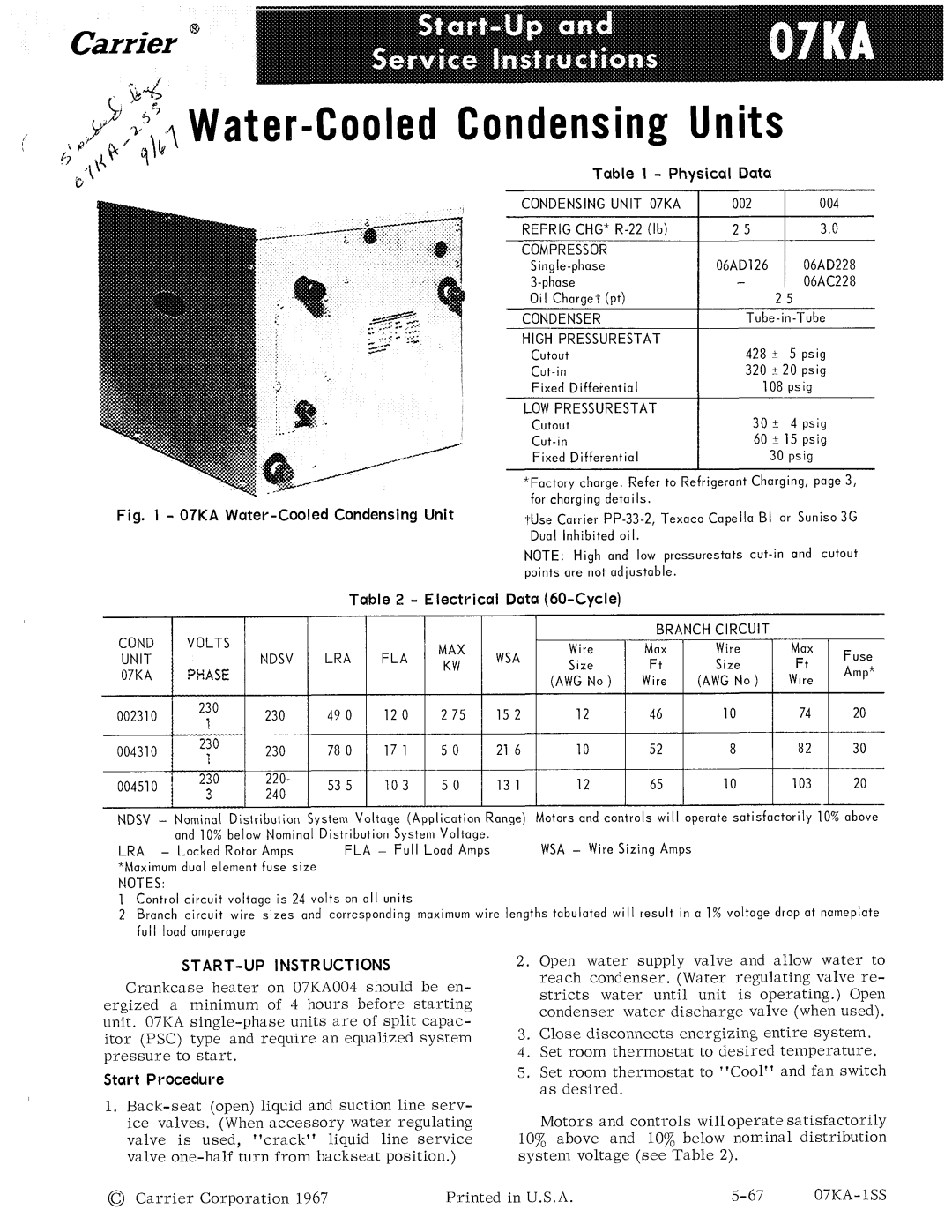 Carrier 07KA manual 