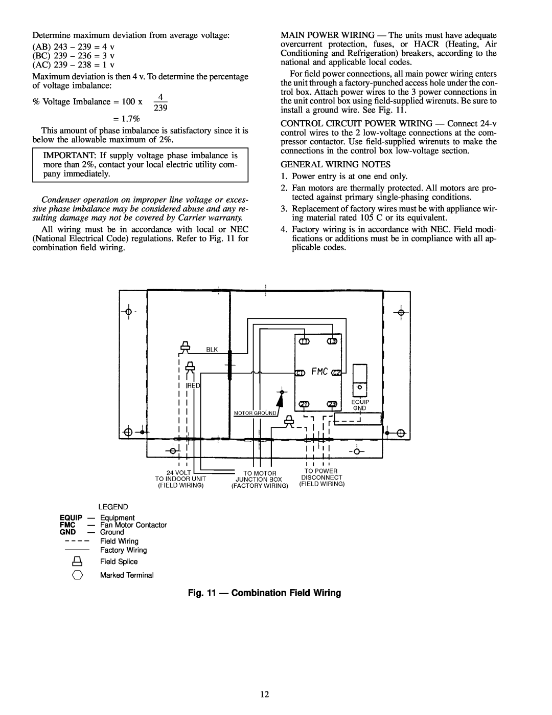 Carrier 09BY006-024 dimensions Ð Combination Field Wiring 