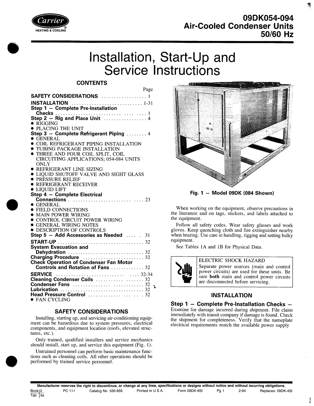 Carrier 09DK054-094 manual 