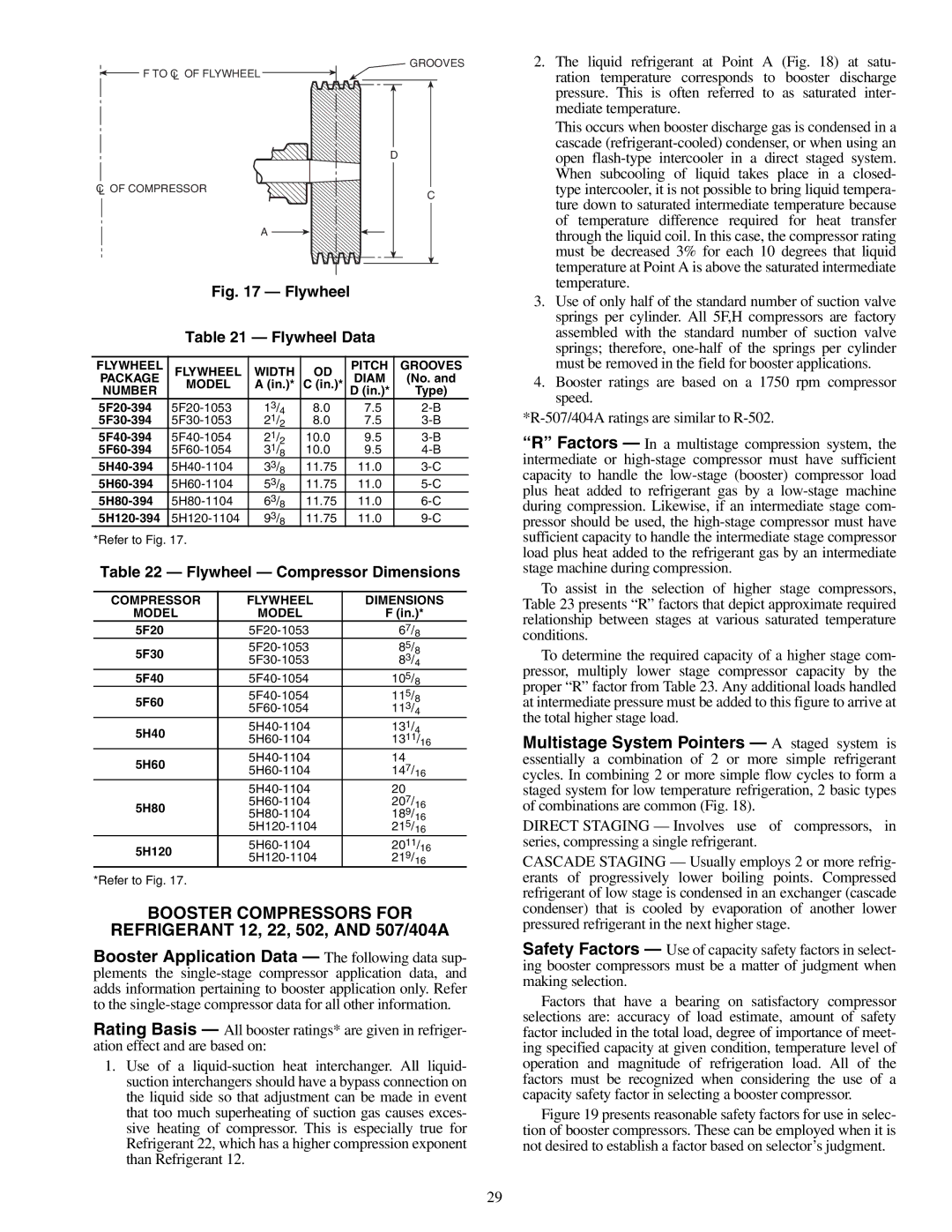 Carrier 09RH specifications Flywheel Compressor Dimensions, Flywheel Width Pitch Grooves, Model Number 