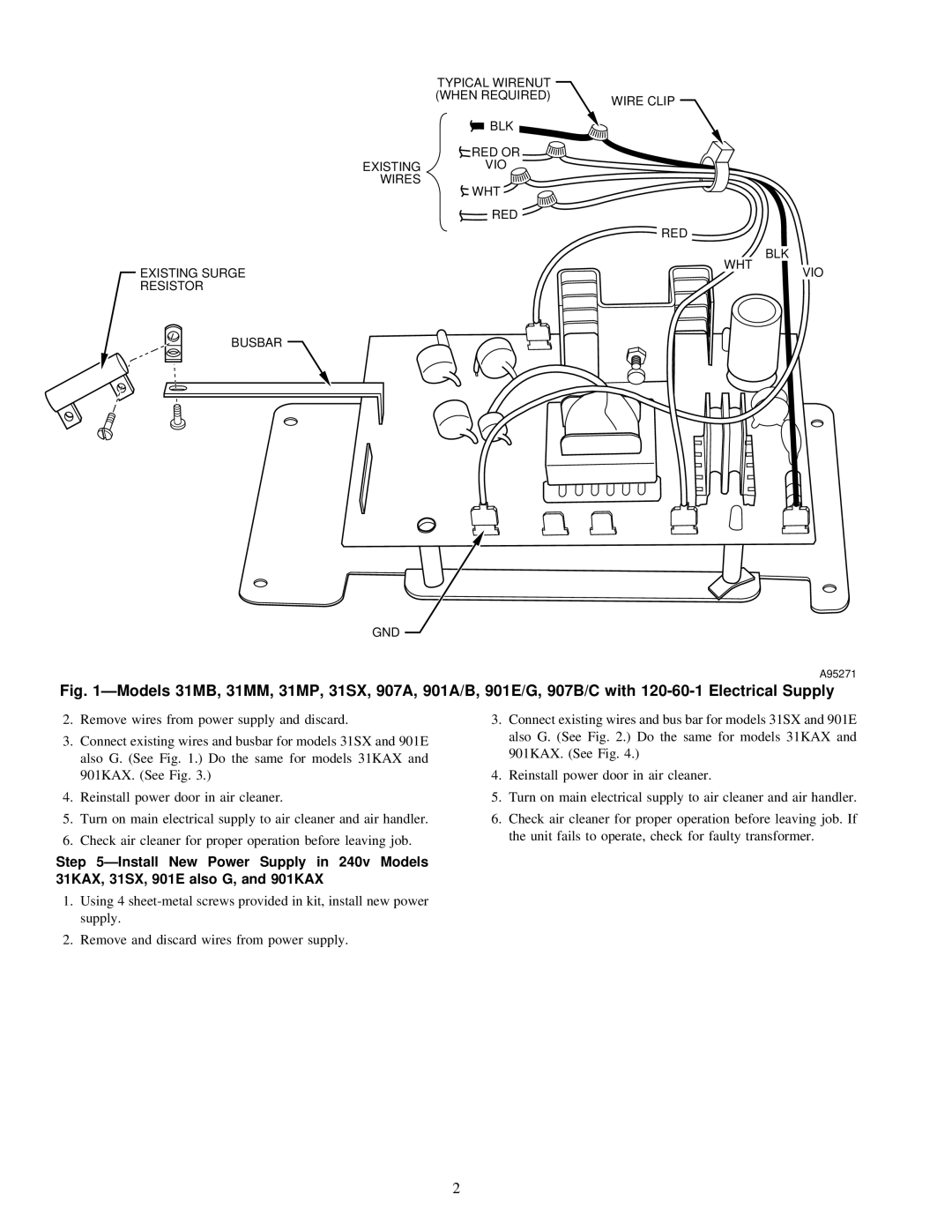 Carrier 120-60-1 installation instructions A95271 