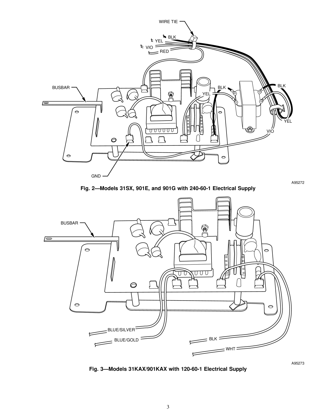 Carrier 120-60-1 installation instructions ÐModels 31SX, 901E, and 901G with 240-60-1 Electrical Supply 