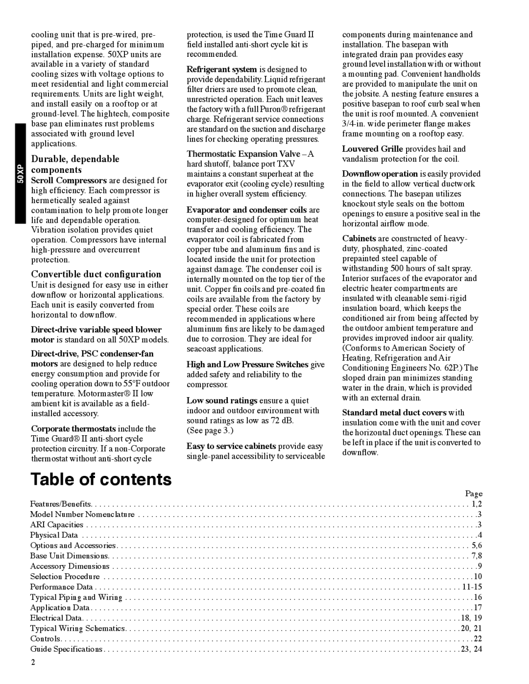 Carrier 13 50XP manual Table of contents 