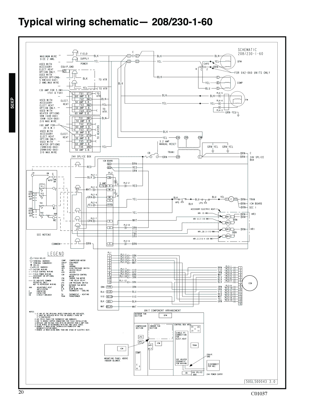 Carrier 13 50XP manual Typical wiring schematic- 208/230-1-60 