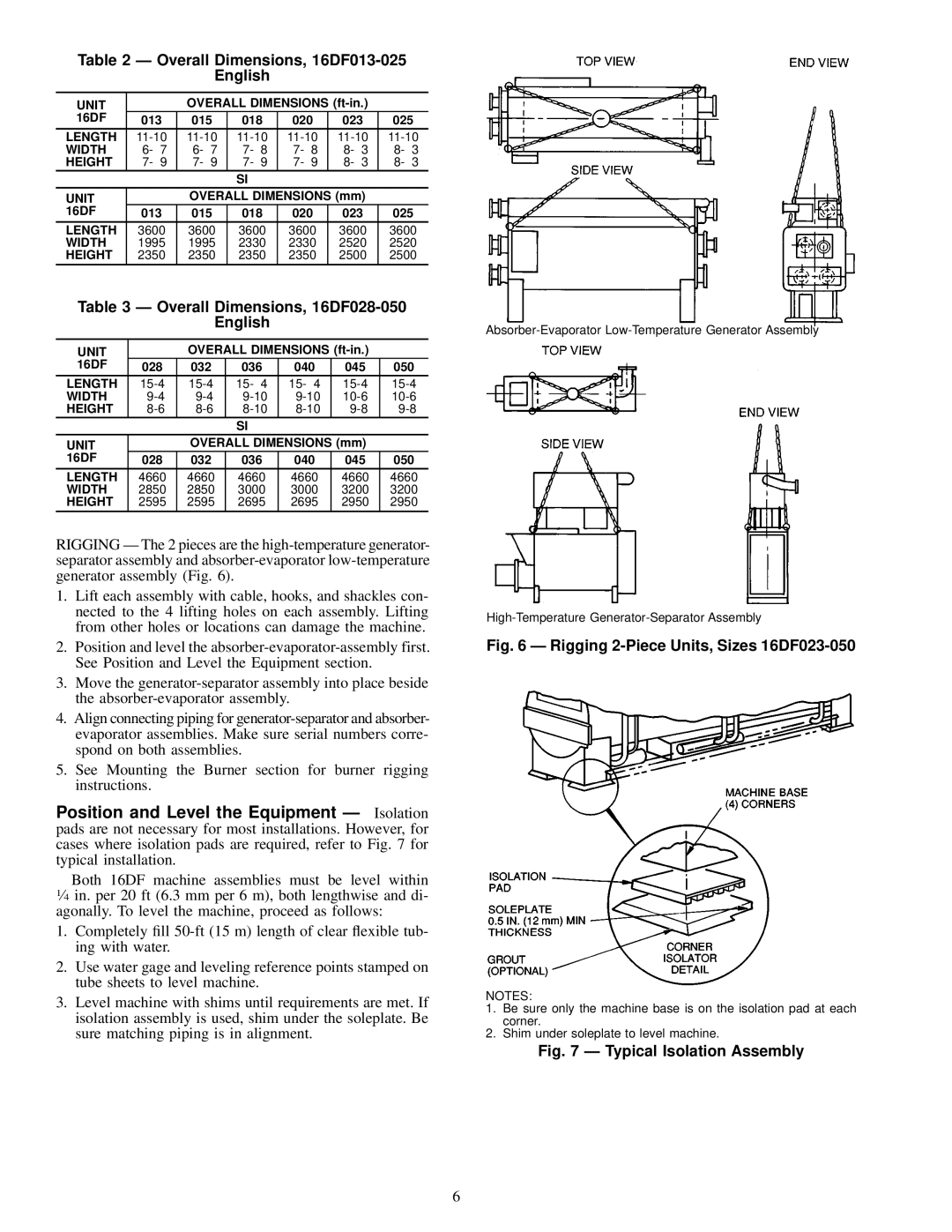 Carrier 16DF013-050 installation instructions Rigging 2-Piece Units, Sizes 16DF023-050 