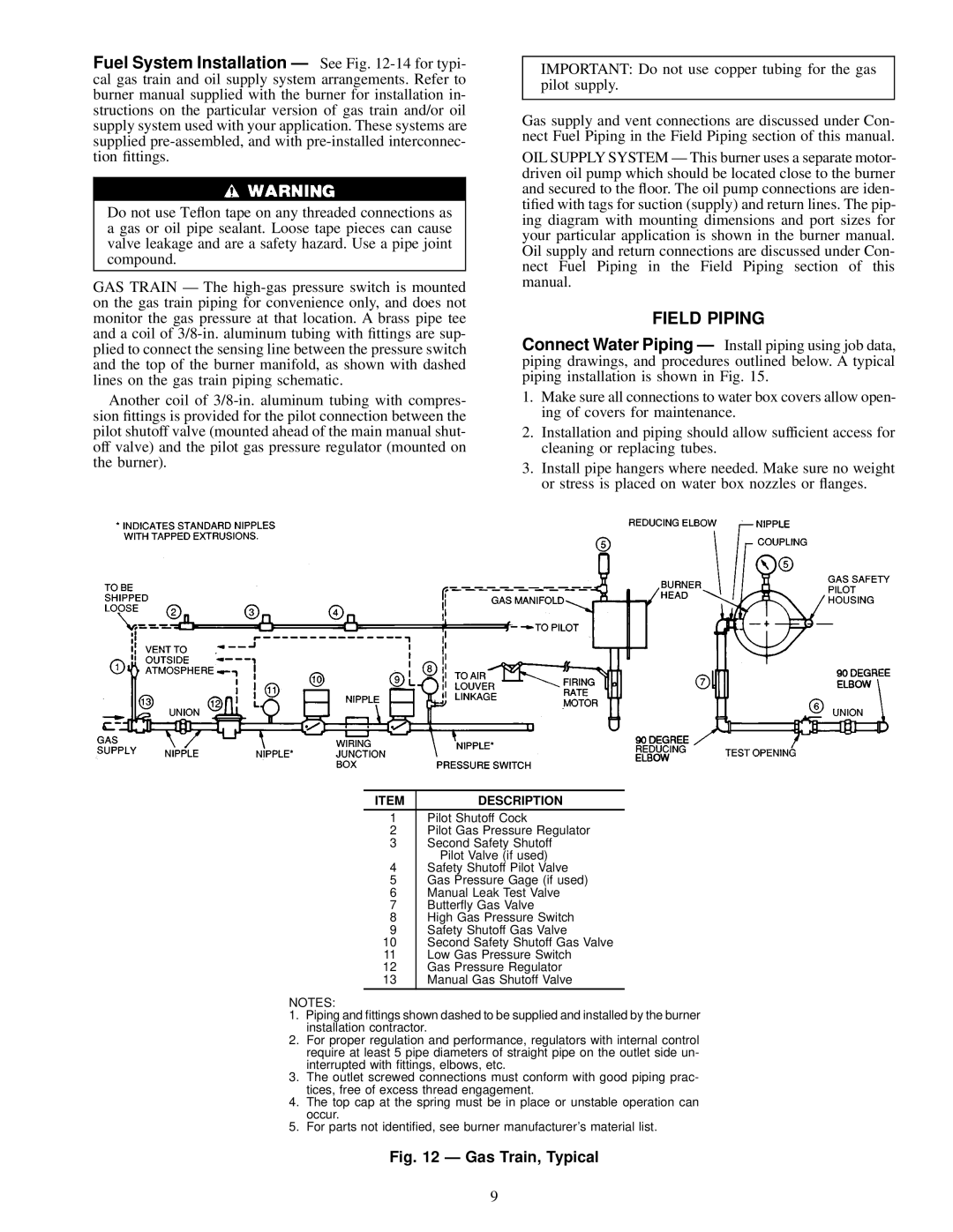 Carrier 16DF013-050 installation instructions Field Piping, Description 