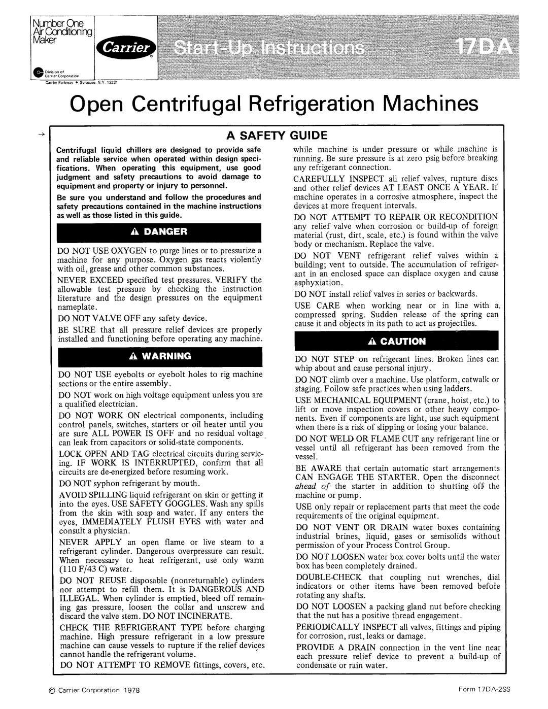 Carrier 17DA manual 