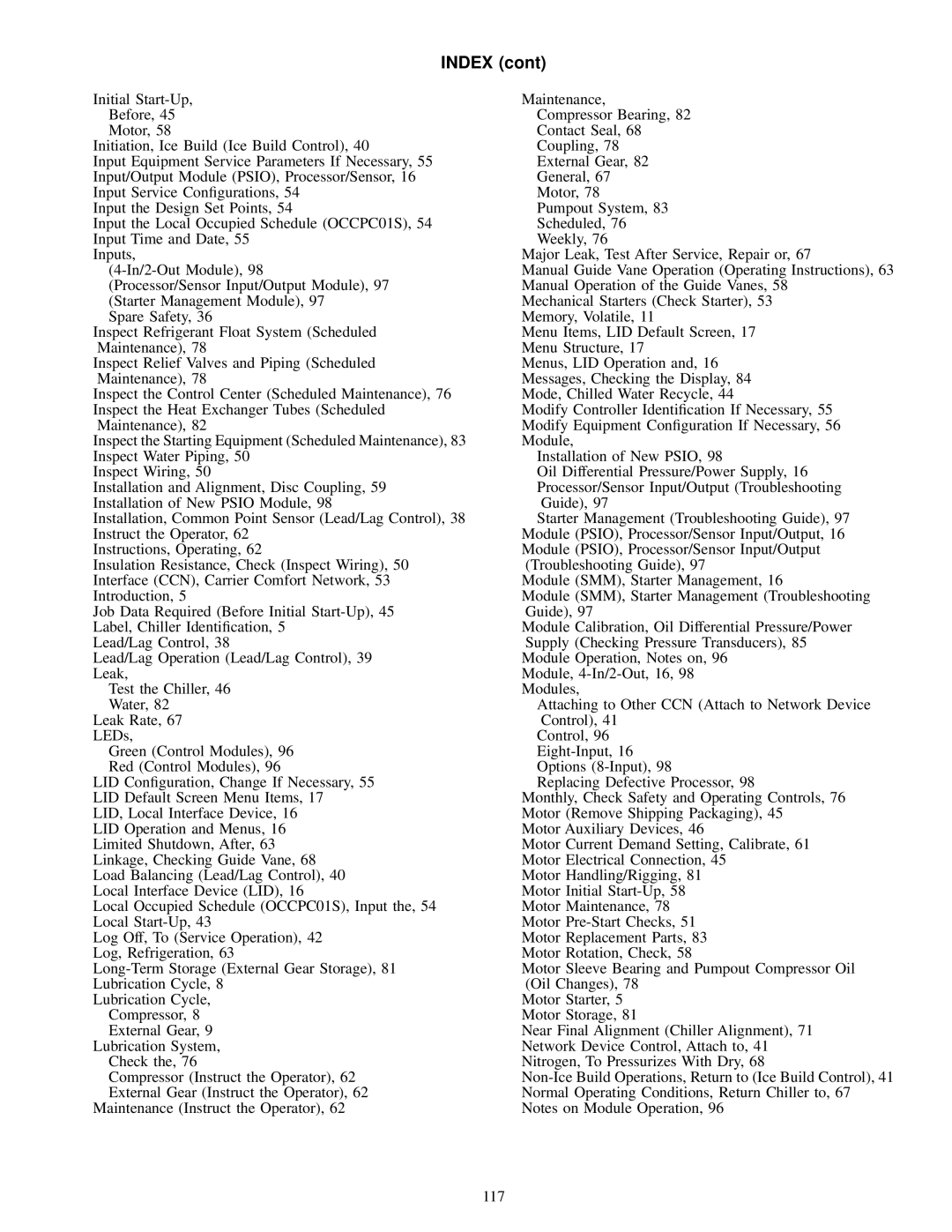 Carrier 17EX specifications Index 