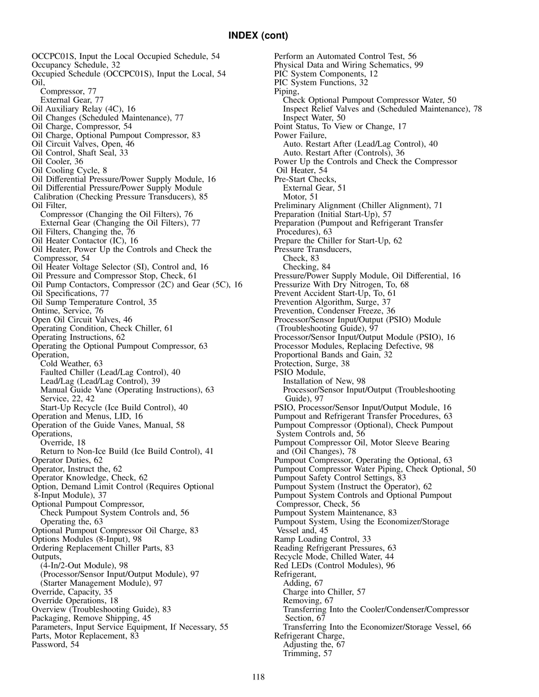 Carrier 17EX specifications Index 