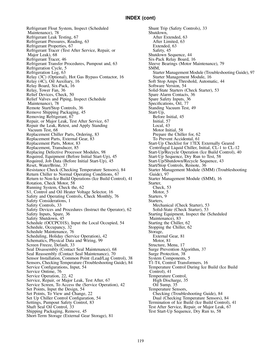 Carrier 17EX specifications Index 