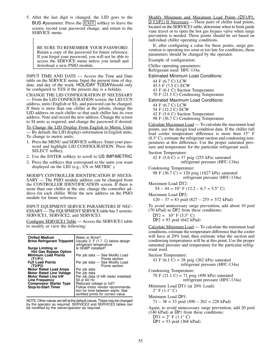 Carrier 17EX specifications Change the LID Configuration if Necessary, Surge Limiting or, T1/P1 Full Load Points T2/P2 