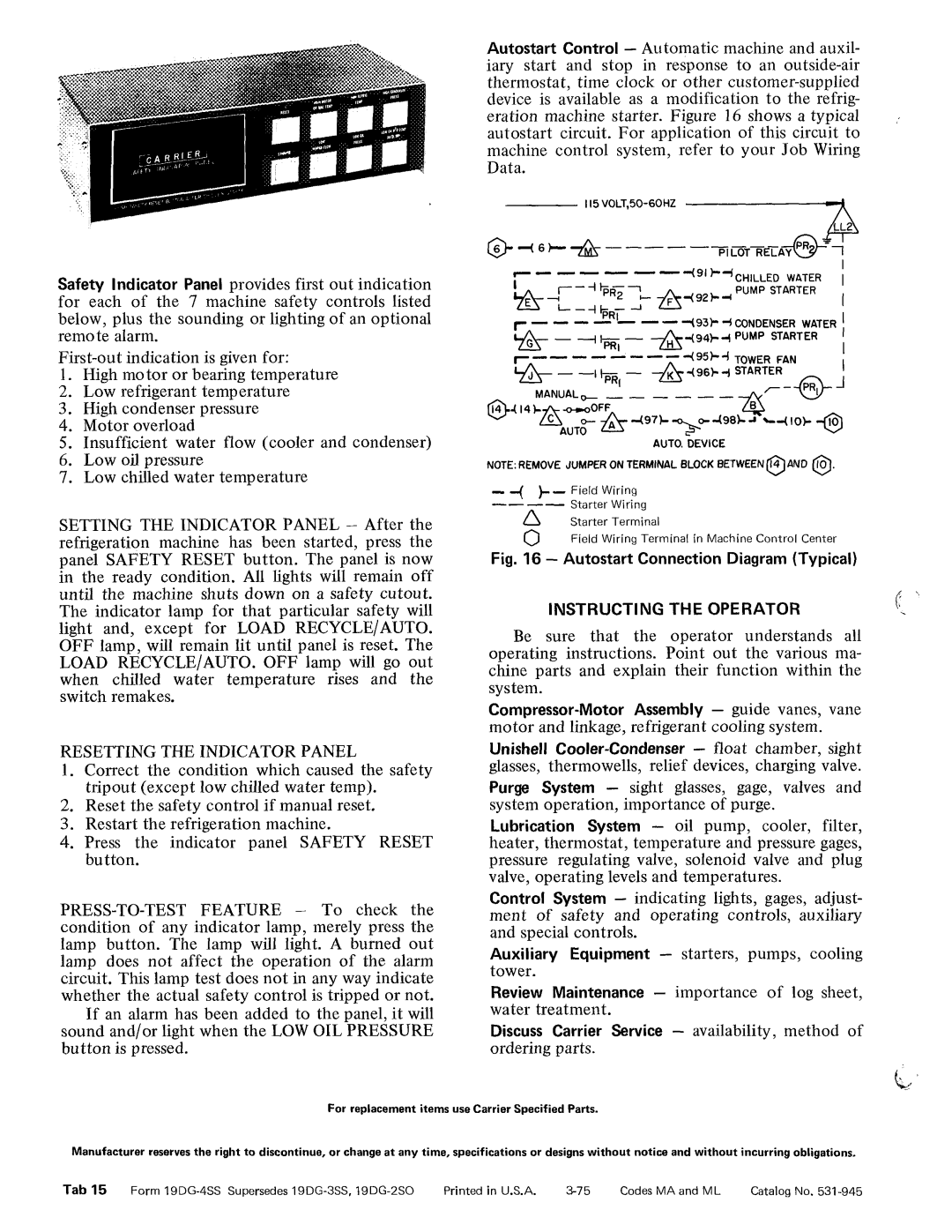 Carrier 19DG manual 