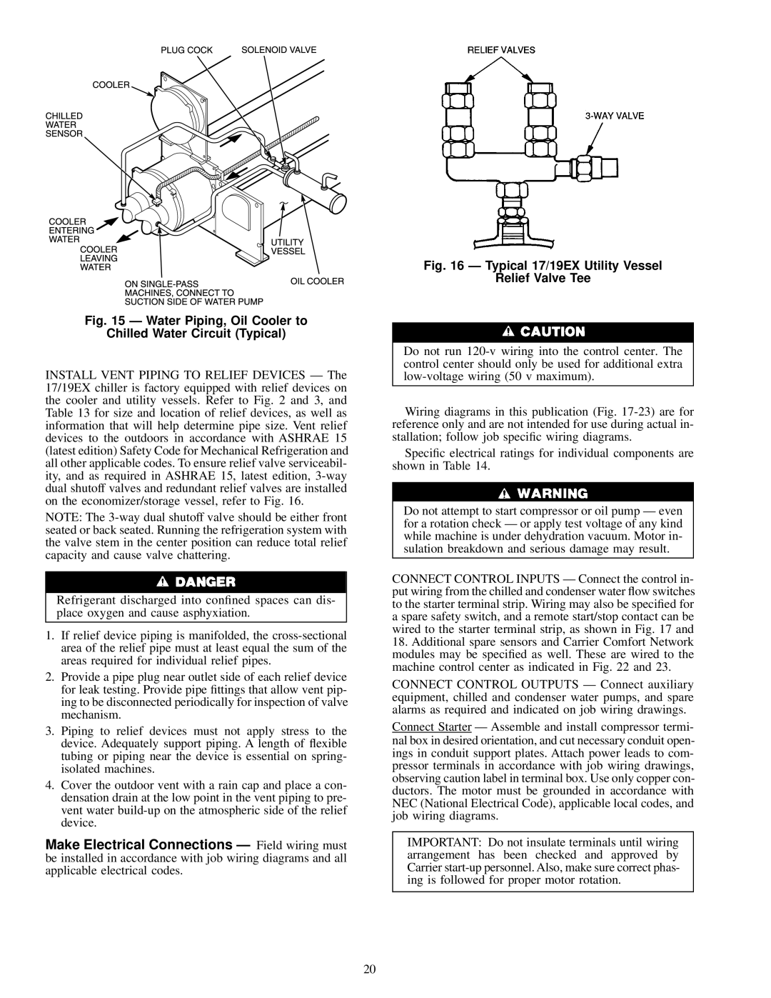 Carrier 19EX, 17 installation instructions Water Piping, Oil Cooler to Chilled Water Circuit Typical 