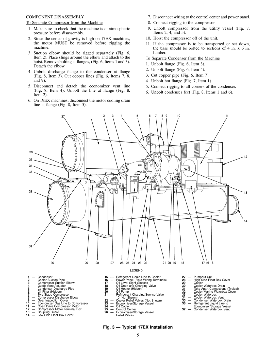 Carrier 19EX installation instructions Typical 17EX Installation 