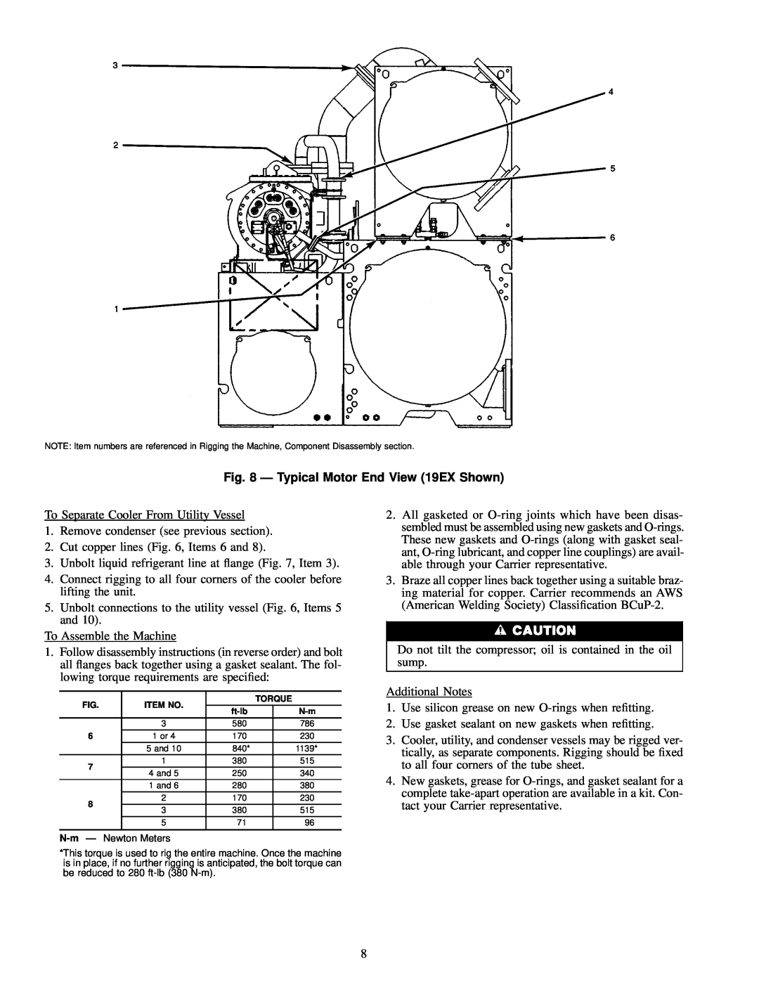 Carrier 17 installation instructions Ð Typical Motor End View 19EX Shown 