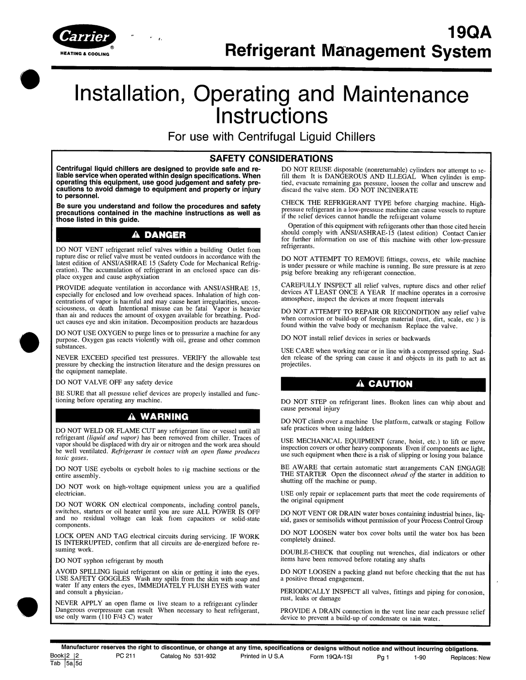 Carrier 19QA manual 