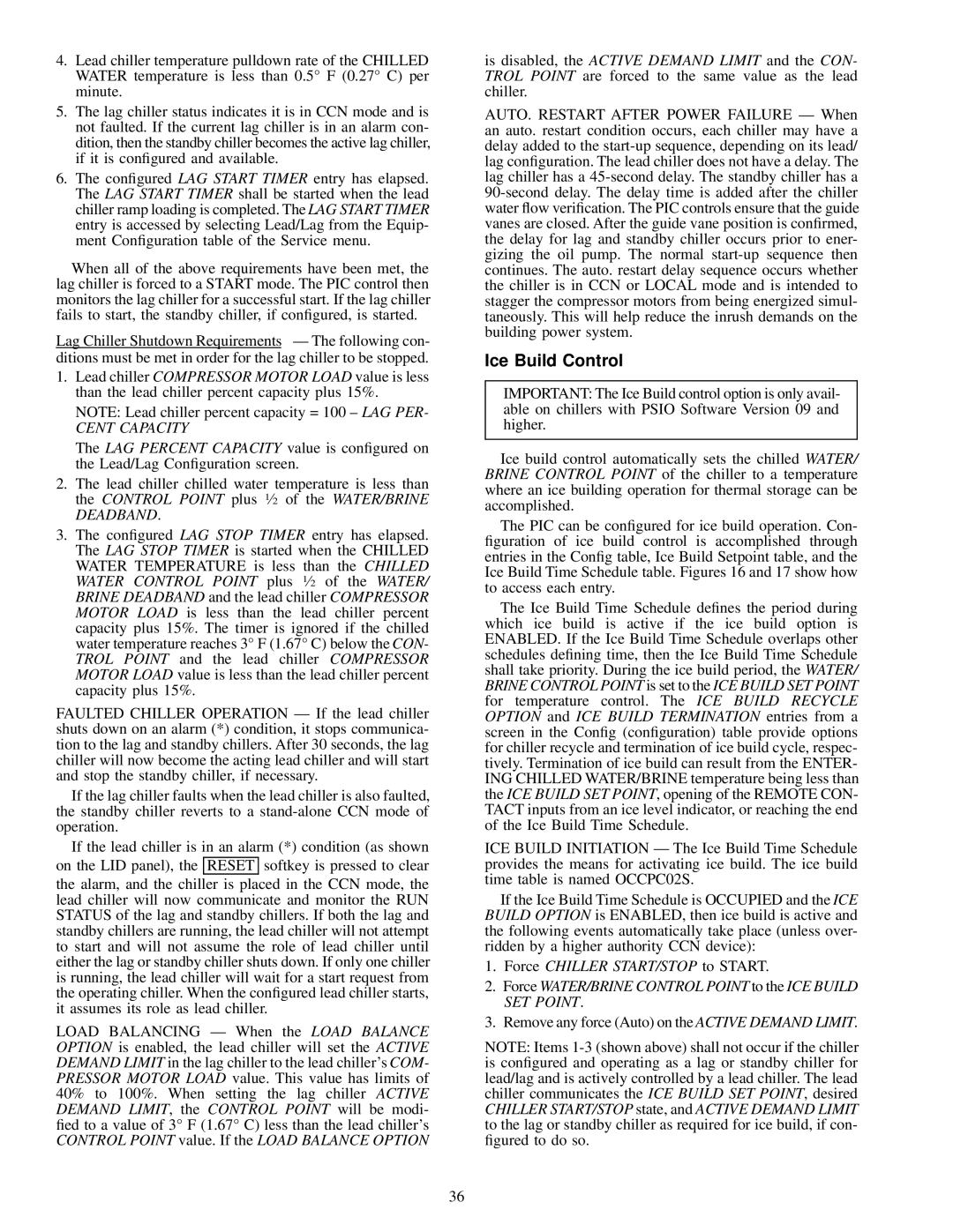 Carrier 19XL specifications Ice Build Control, Cent Capacity 