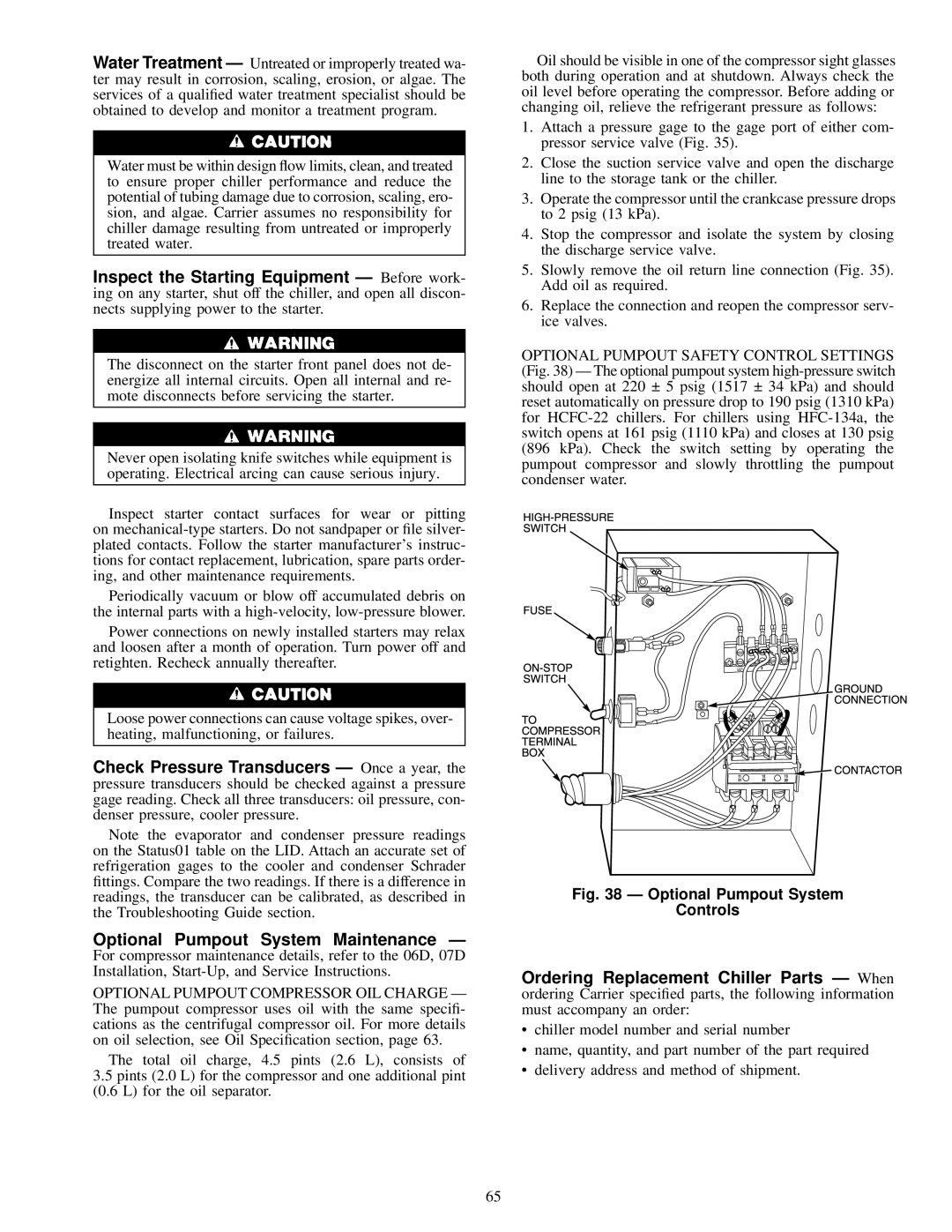 Carrier 19XL specifications Optional Pumpout System Controls 