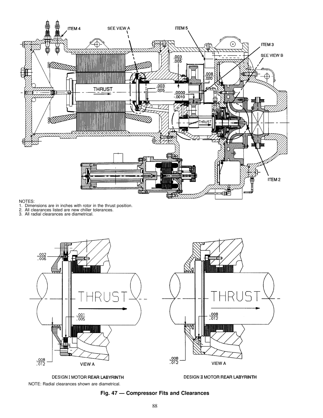 Carrier 19XL specifications Compressor Fits and Clearances 