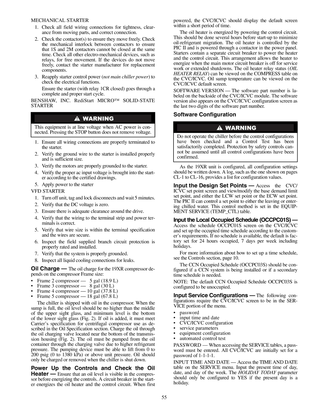 Carrier XRV, 19XR specifications Software Configuration 