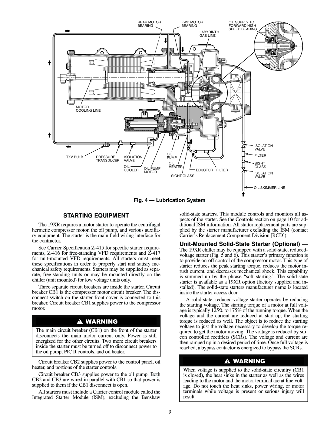 Carrier XRV, 19XR specifications Starting Equipment, Unit-Mounted Solid-State Starter Optional 