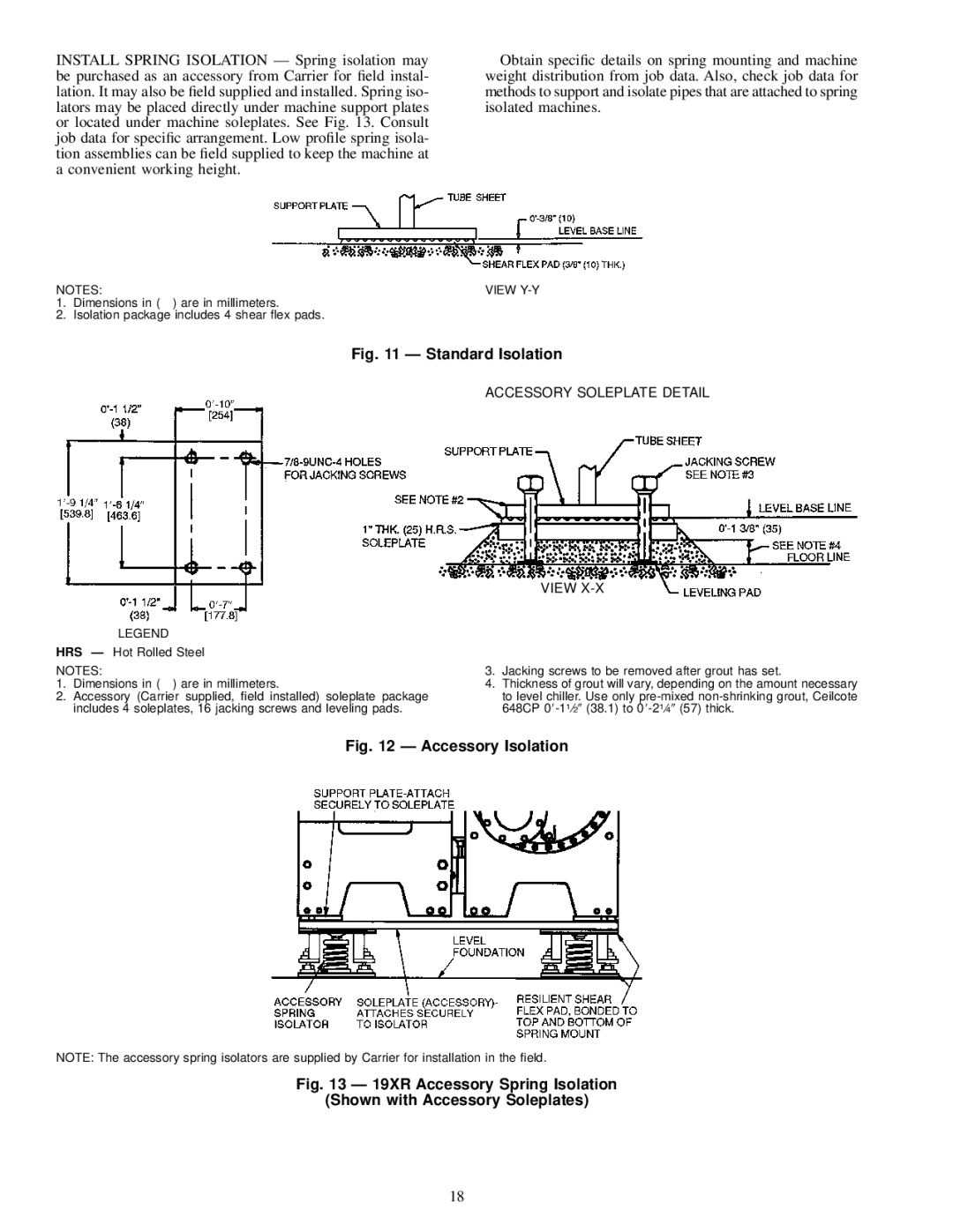 Carrier 19XR installation instructions Standard Isolation 