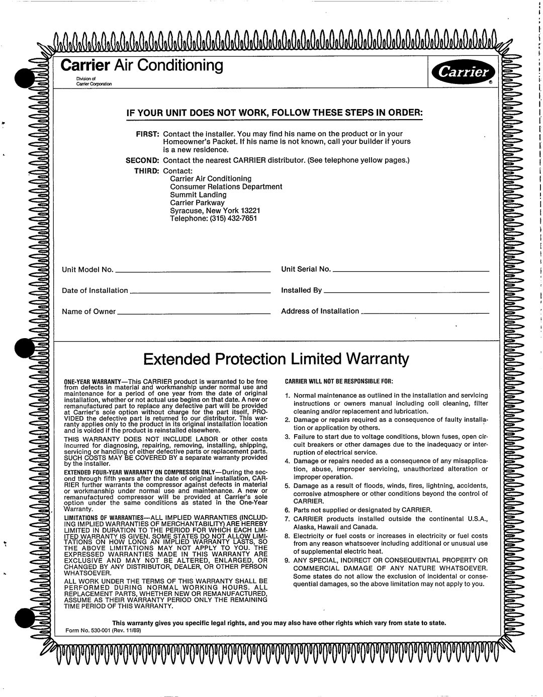 Carrier 2000 manual 