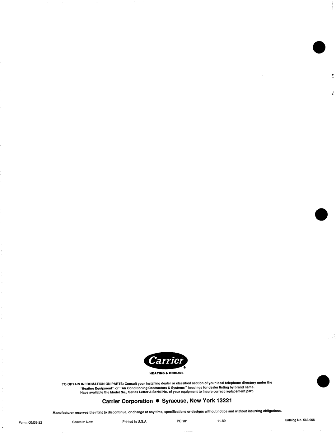 Carrier 2000 manual 