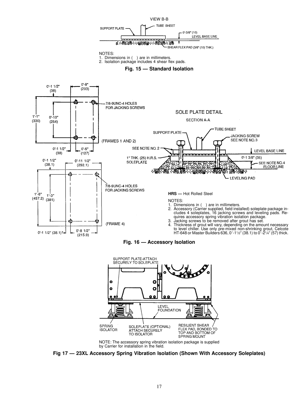 Carrier 23 XL installation instructions Standard Isolation 