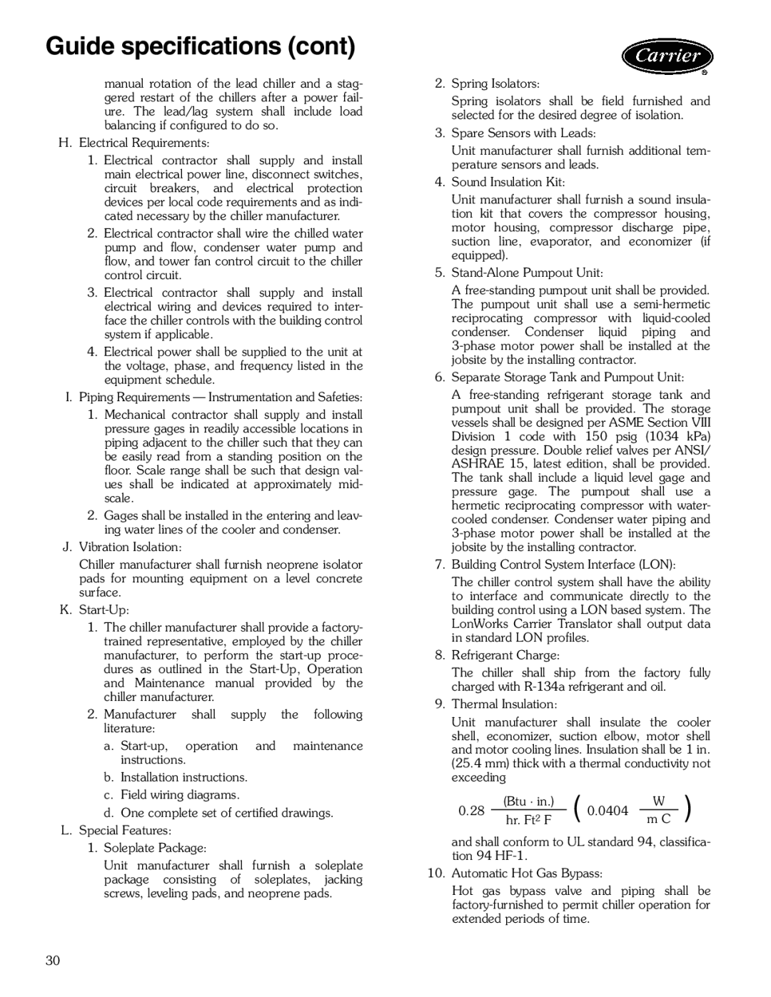 Carrier 23XRV manual Guide specifications 