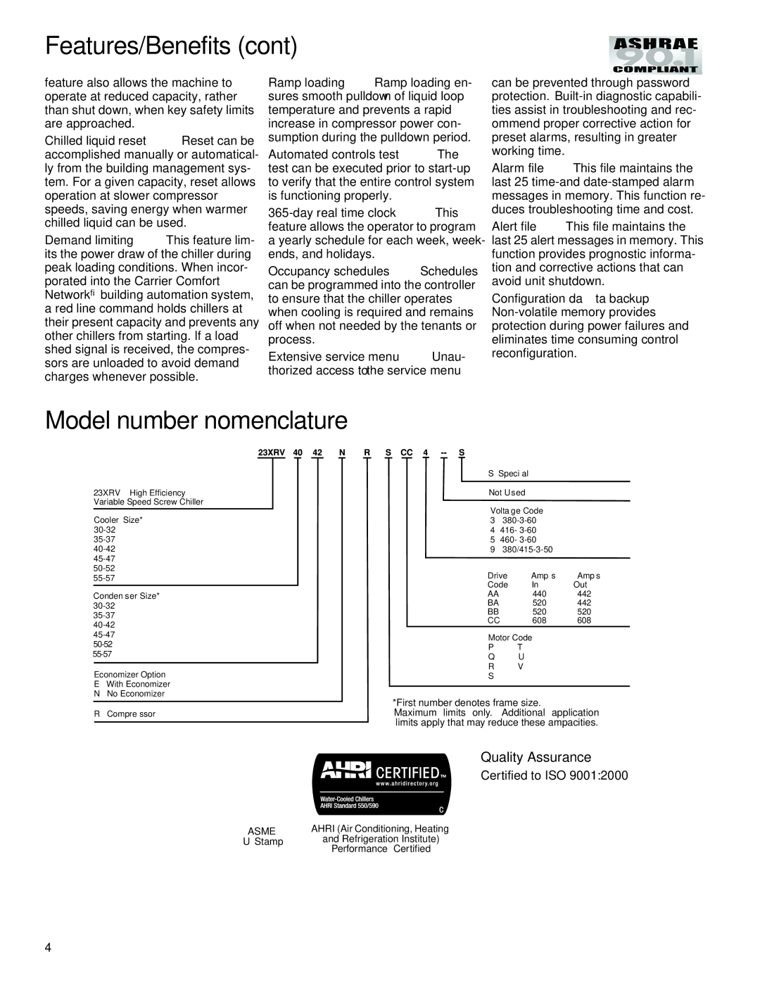 Carrier 23XRV manual Model number nomenclature, A23-1648 