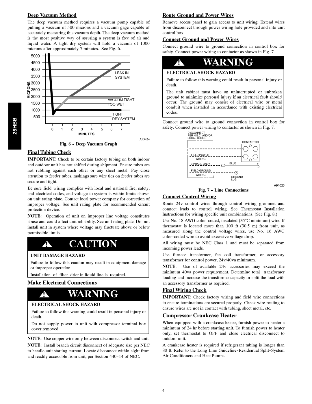 Carrier 25HBB installation instructions Make Electrical Connections, Compressor Crankcase Heater 