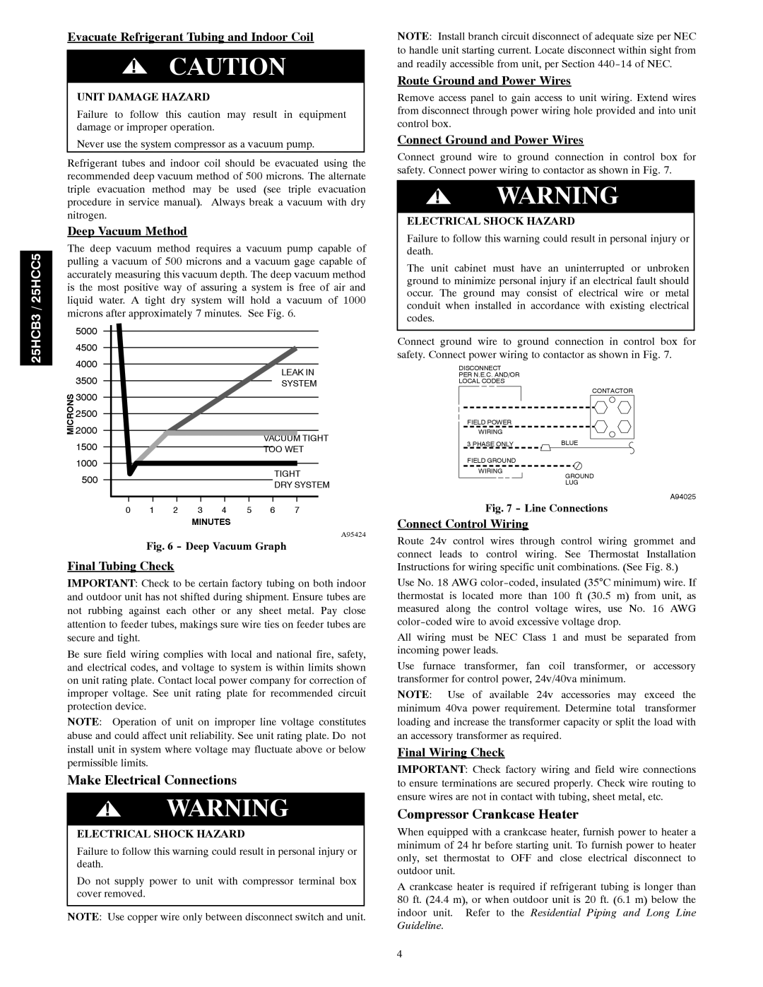 Carrier 25HCC5, 25HCB3 installation instructions Make Electrical Connections, Compressor Crankcase Heater 