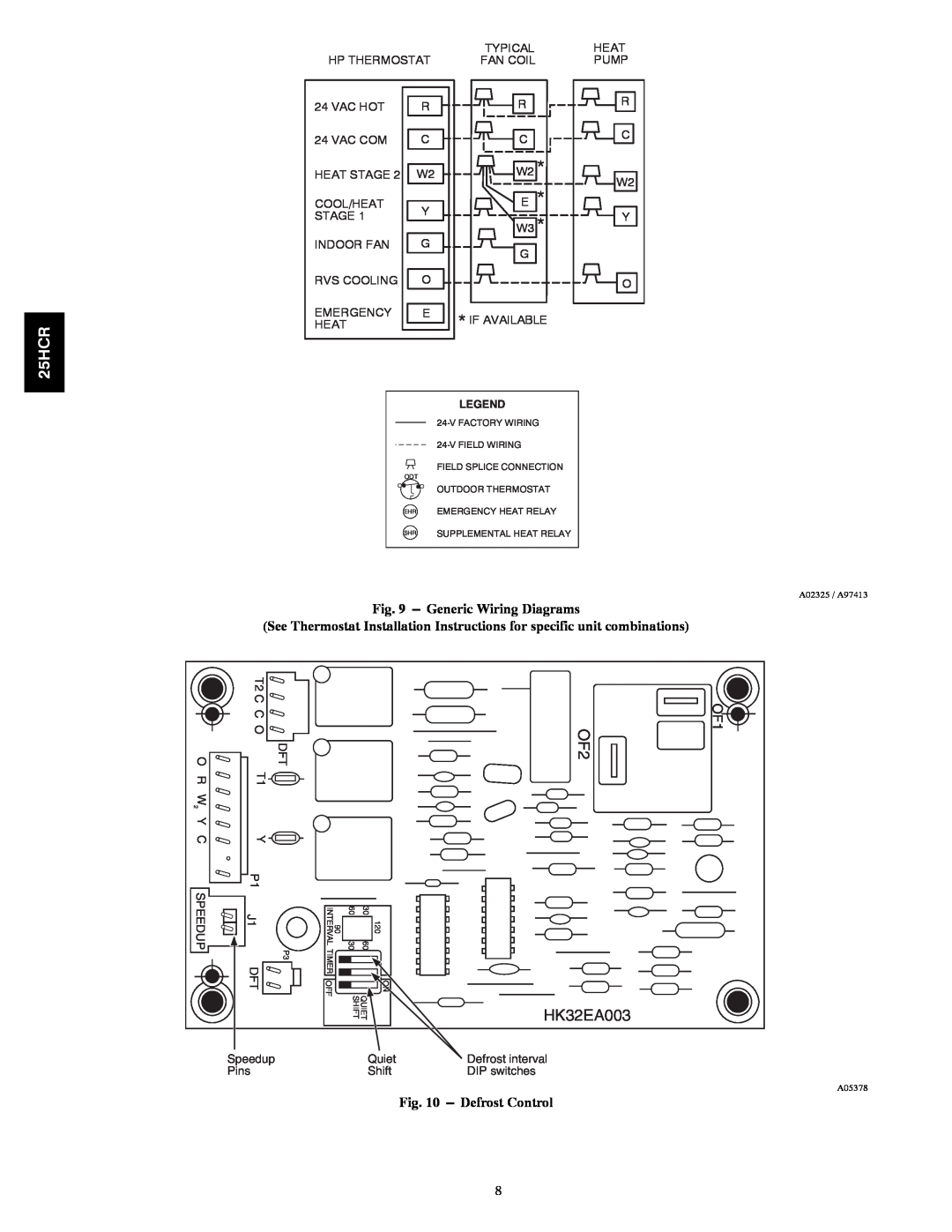 Carrier 25HCR installation instructions Generic Wiring Diagrams, Defrost Control, OF2 HK32EA003 