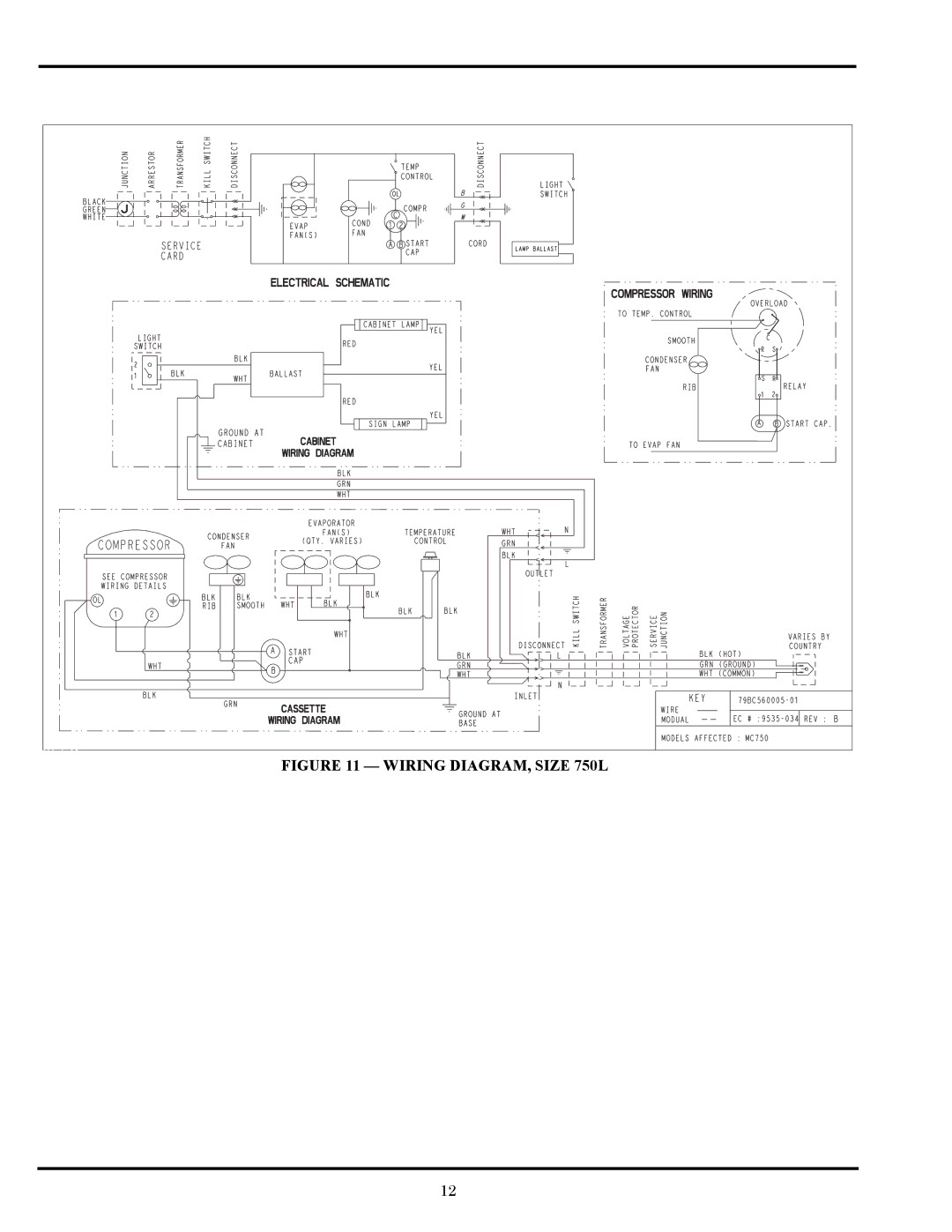 Carrier 260L, 1300L owner manual Wiring DIAGRAM, Size 750L 