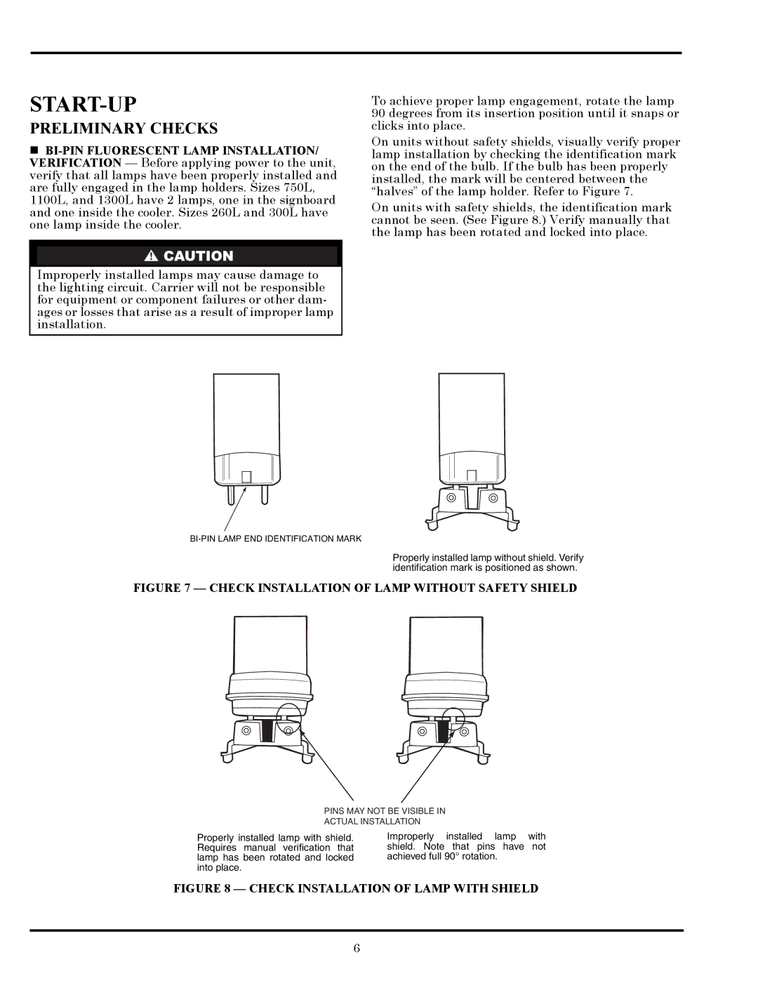 Carrier 260L, 1300L owner manual Start-Up, Preliminary Checks 