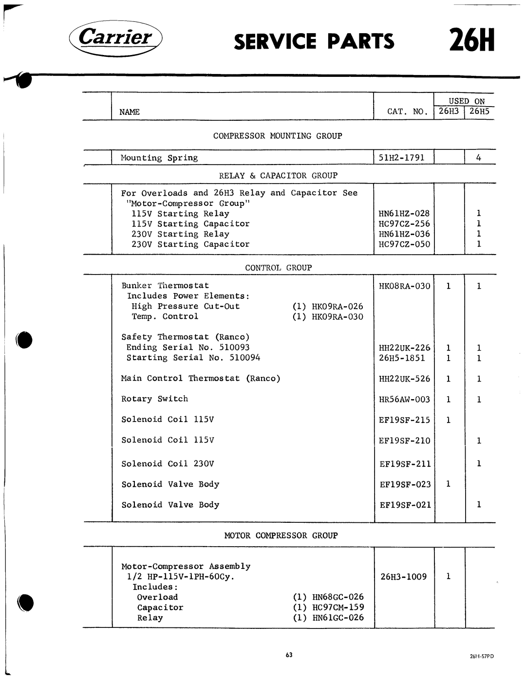 Carrier 26H manual 