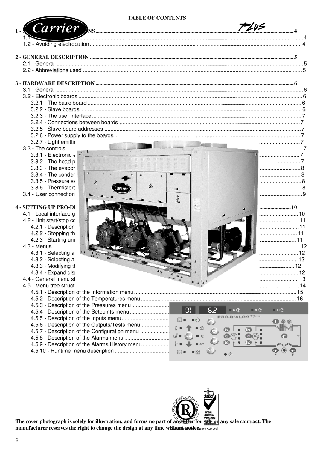 Carrier 30GK manual Table of Contents Safety Considerations 