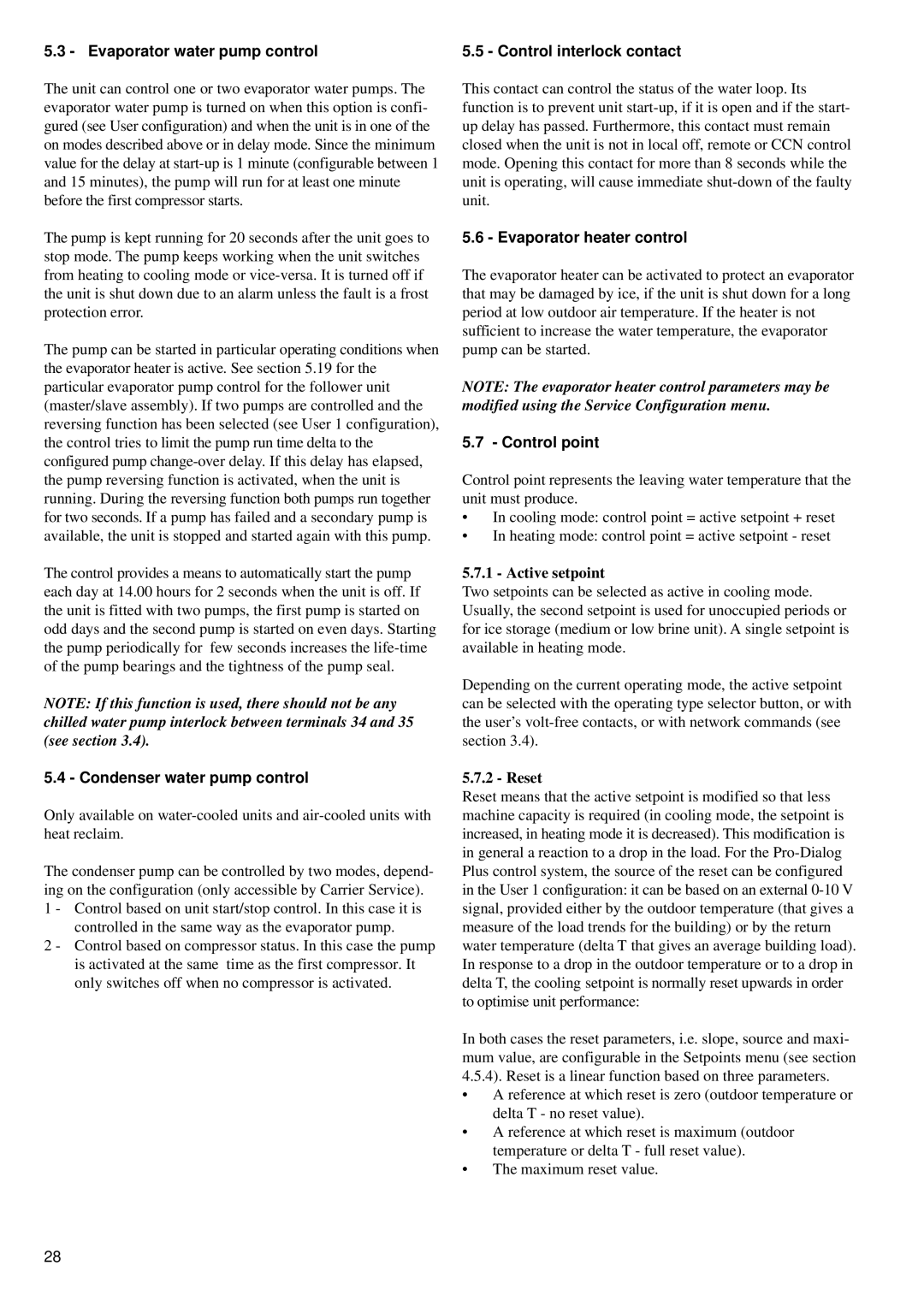 Carrier 30GK manual Evaporator water pump control Control interlock contact, Condenser water pump control, Control point 