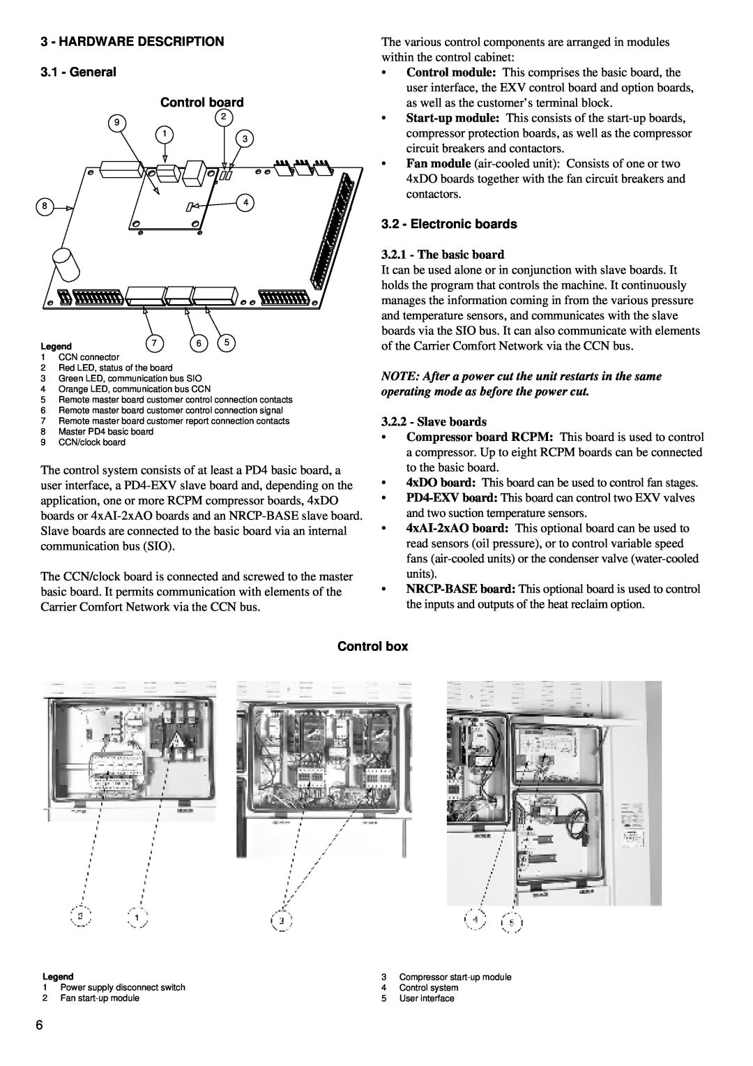 Carrier 30GK manual HARDWARE DESCRIPTION 3.1 - General Control board, Electronic boards, The basic board, Slave boards 