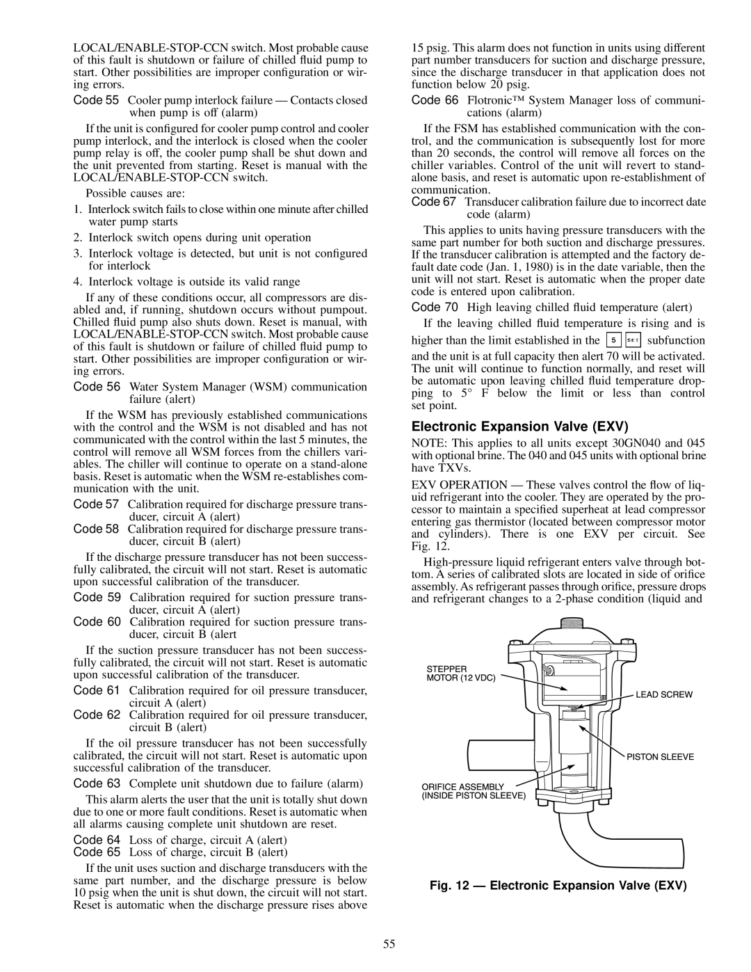 Carrier 30GN040-420 operating instructions Electronic Expansion Valve EXV 