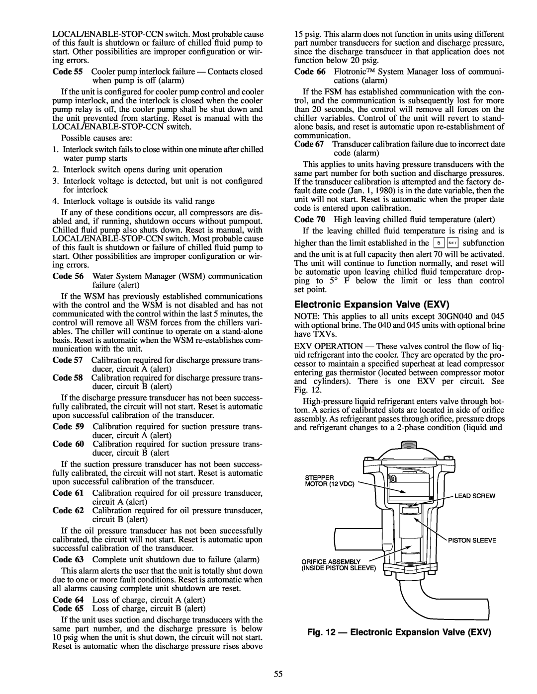 Carrier 30GN040-420 operating instructions Ð Electronic Expansion Valve EXV 