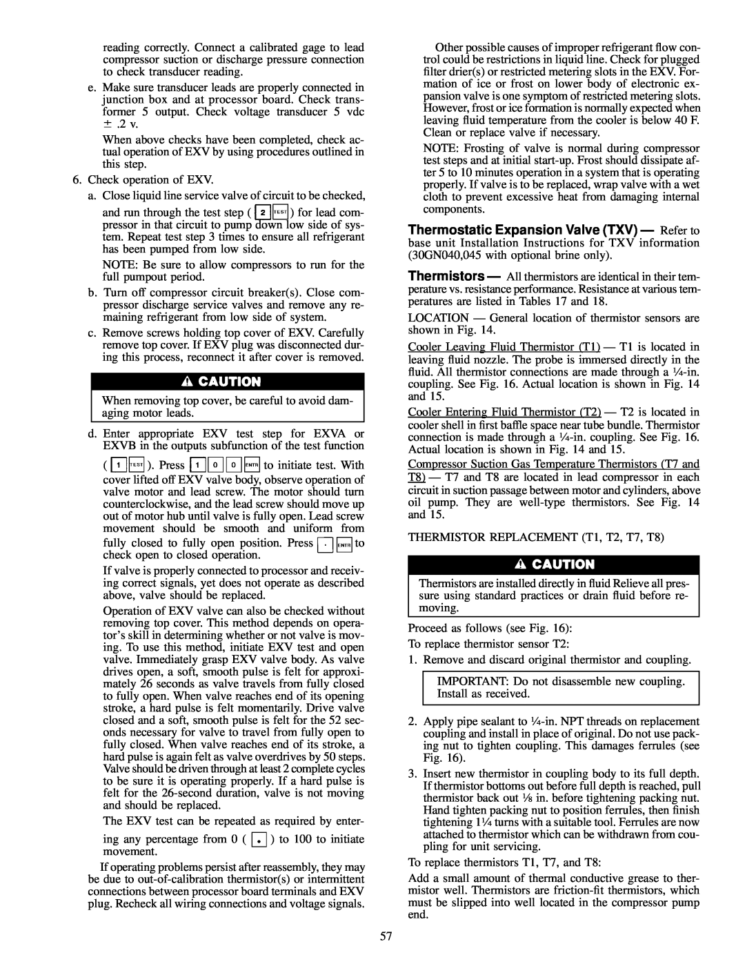 Carrier 30GN040-420 operating instructions Check operation of EXV 