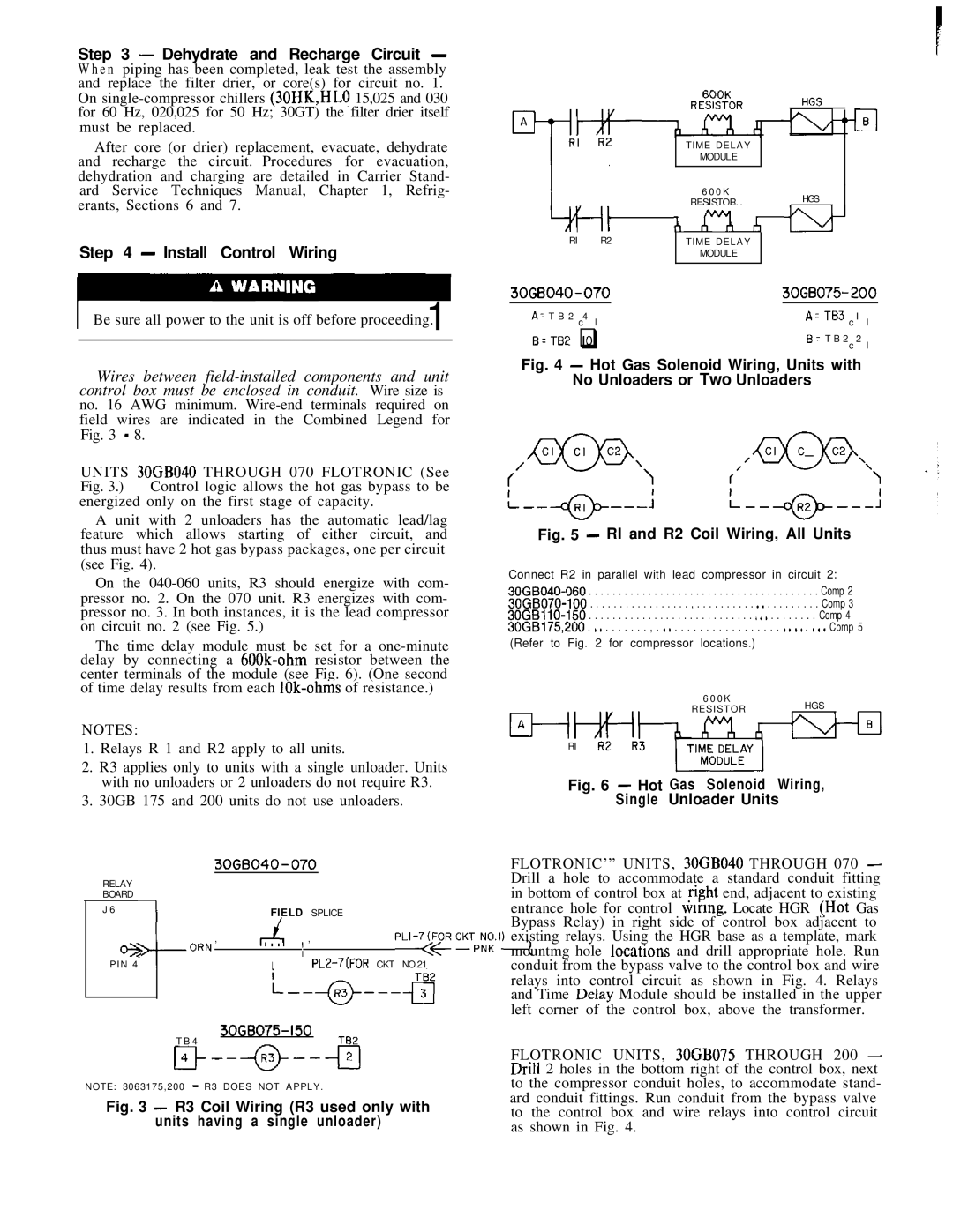 Carrier 30GT specifications Dehydrate and Recharge Circuit, Install Control Wiring 