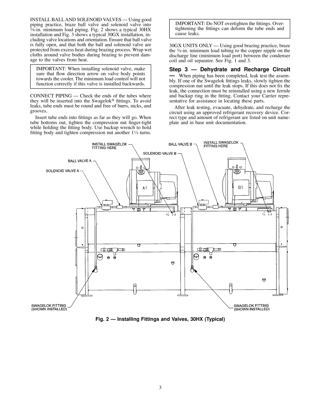 Carrier 30HX076-271, 30GX080-176 Dehydrate and Recharge Circuit, Installing Fittings and Valves, 30HX Typical 