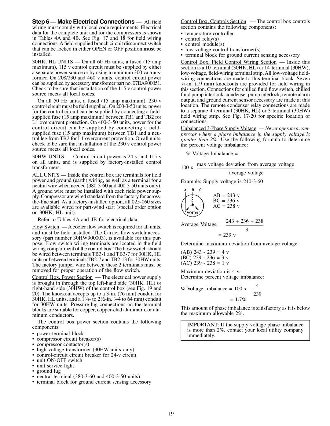 Carrier 30HK040-060, 30HW018-040, 30HL050 specifications 