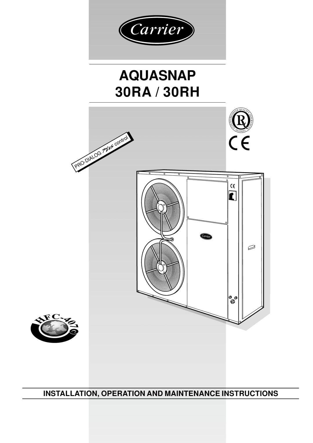 Carrier manual Aquasnap 30RA / 30RH 