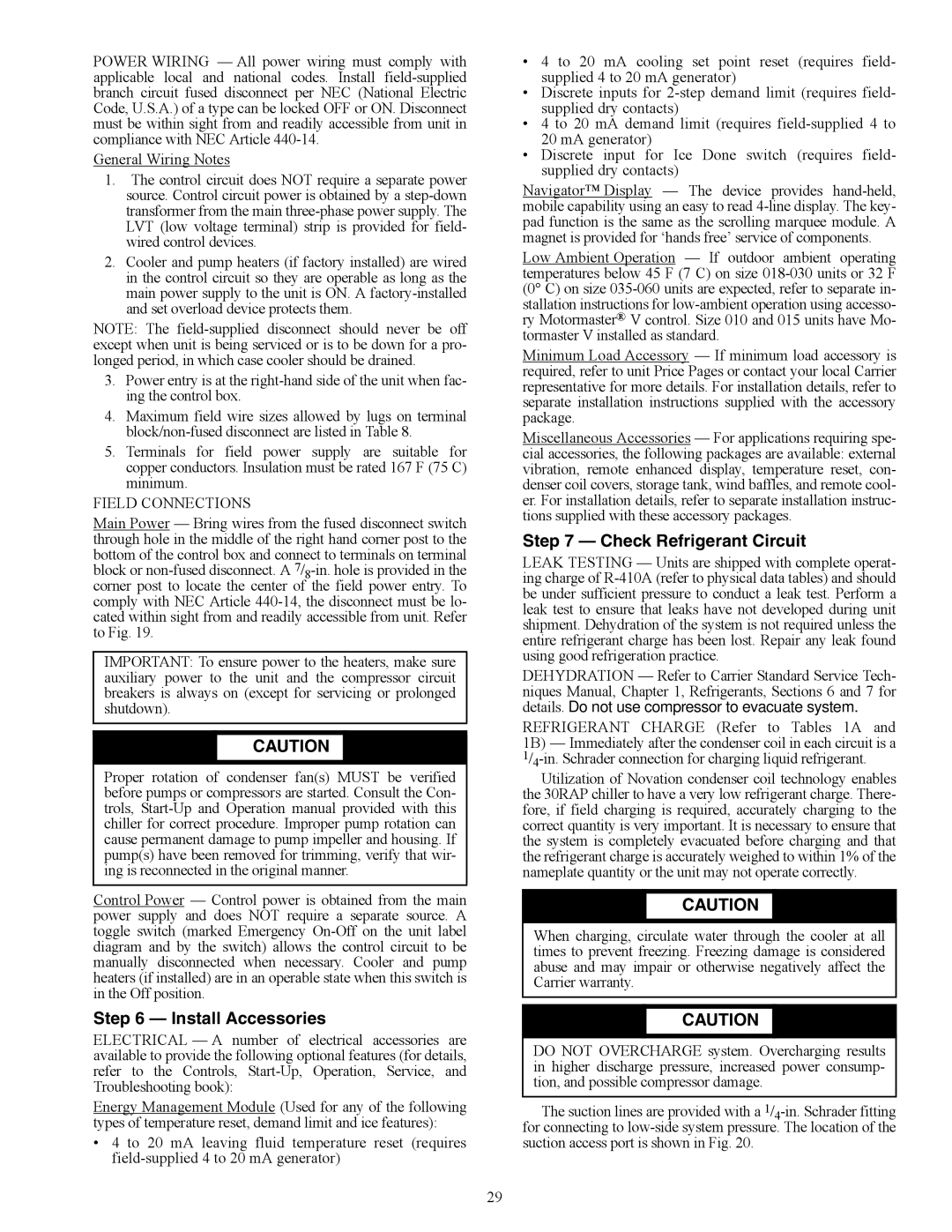 Carrier 30RAP010-060 installation instructions Install Accessories, Check Refrigerant Circuit 