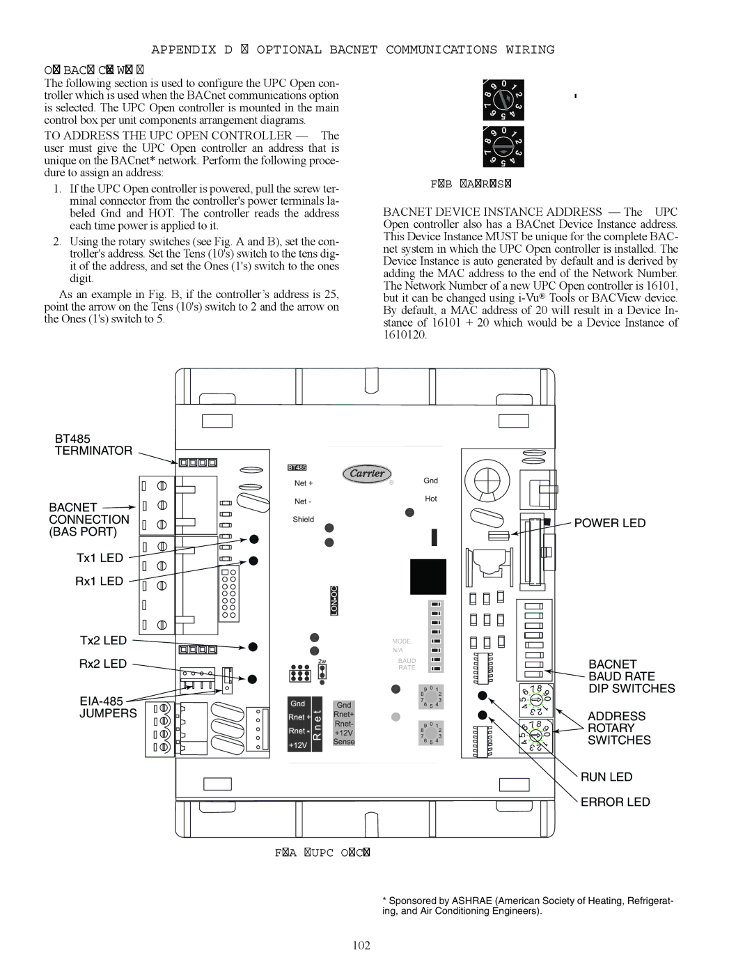 Carrier 30RAP010-060 specifications Appendix D Optional Bacnet Communications Wiring, Optional BACnet Communications Wiring 