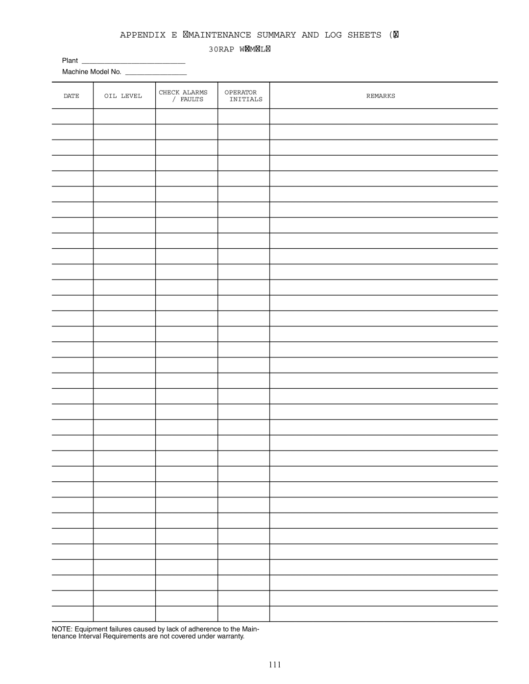 Carrier 30RAP010-060 specifications Appendix E Maintenance Summary and LOG Sheets, 30RAP Weekly Maintenance Log 